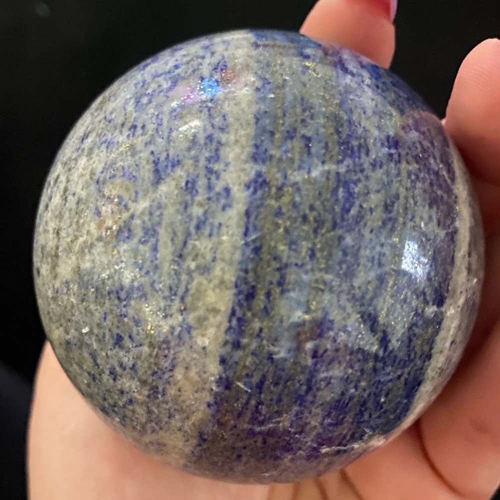 Large blue sandstone sphere.